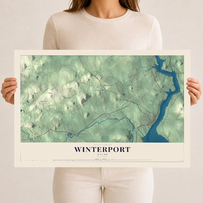Winterport, Maine map print - 12 x 18 archival matte print
