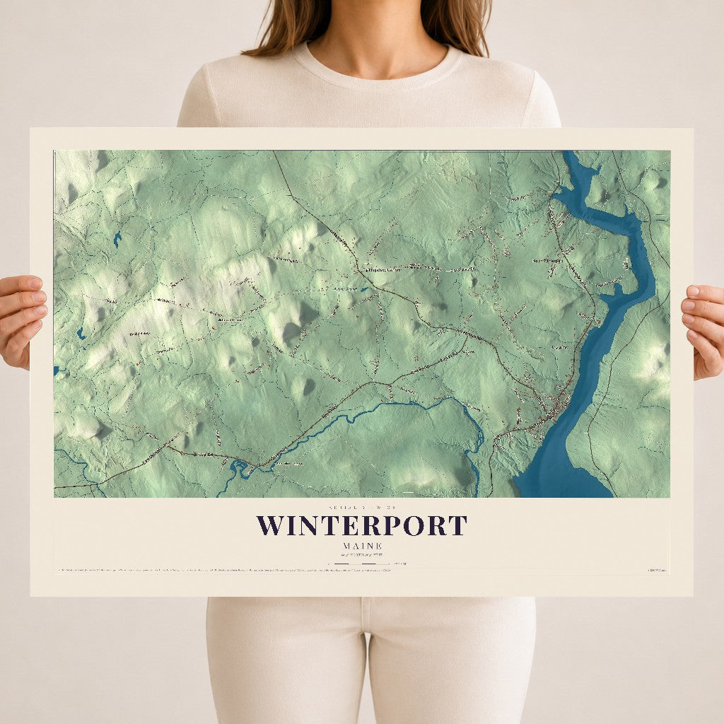 Winterport, Maine map print - 18 x 24 archival matte print