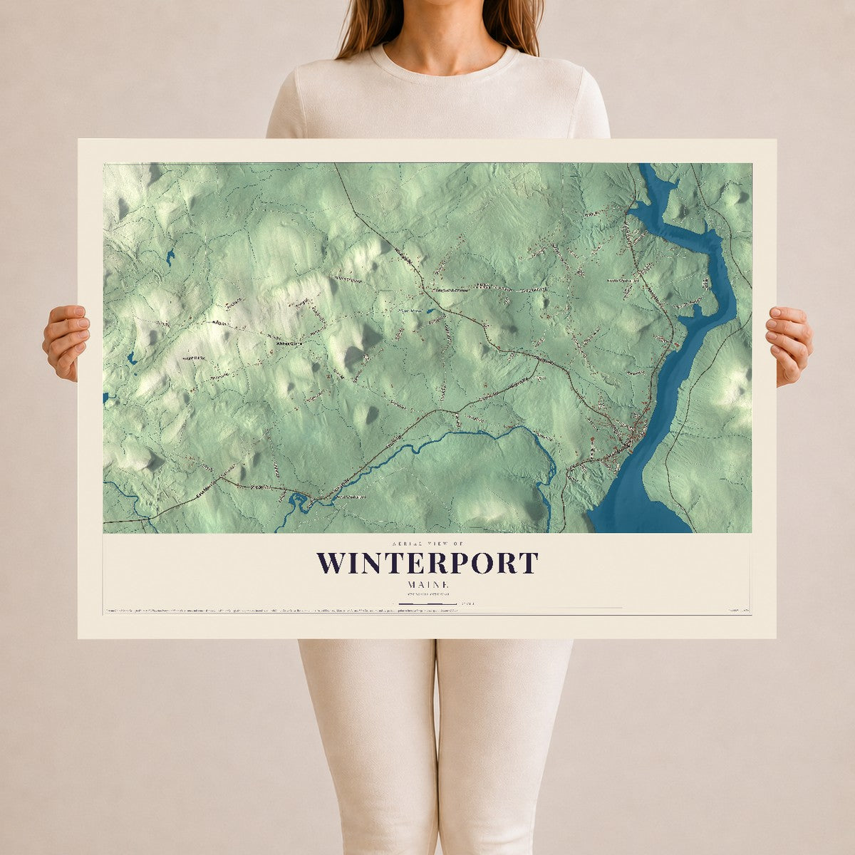 Winterport, Maine map print - 24 x 36 archival matte print