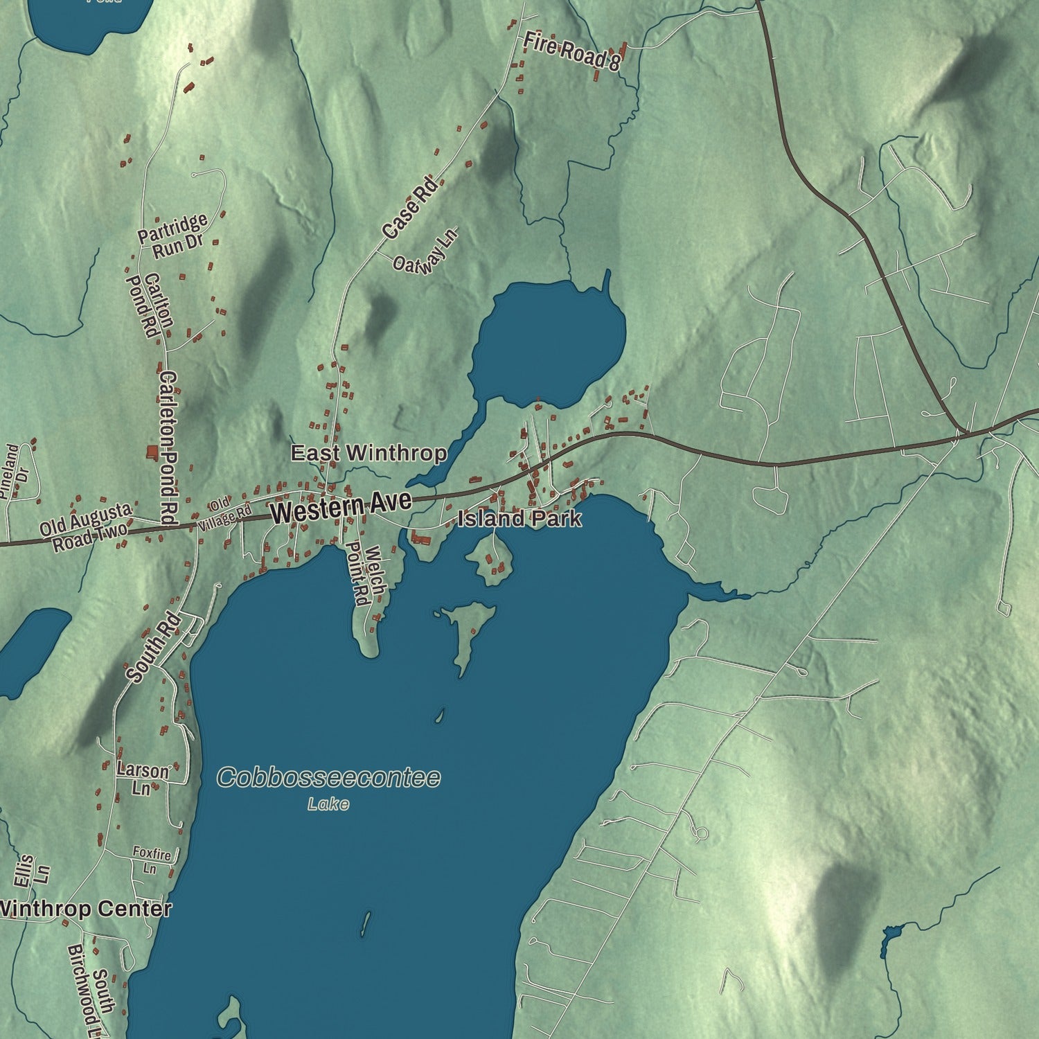 Street and neighborhood detail from the Winthrop, Maine map
