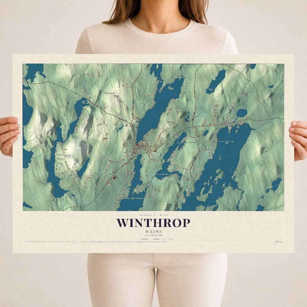 Winthrop, Maine map print - 18 x 24 archival matte print