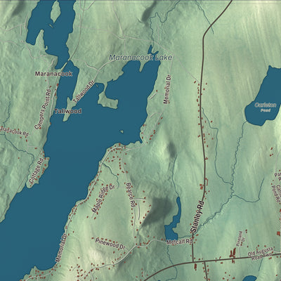 Terrain and local geography detail from the Winthrop, Maine map