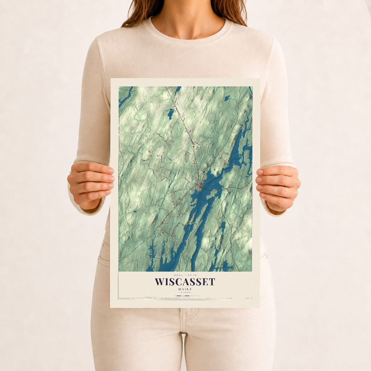 Wiscasset, Maine map print - 12 x 18 archival matte print