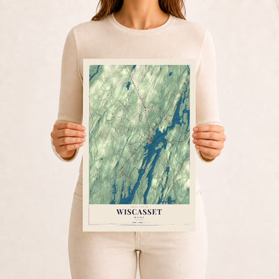 Wiscasset, Maine map print - 12 x 18 archival matte print