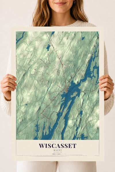 Wiscasset, Maine map print - 18 x 24 archival matte print