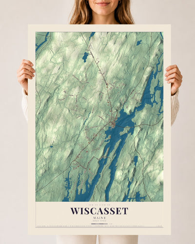 Wiscasset, Maine map print - 24 x 36 archival matte print