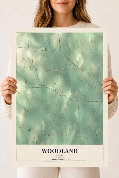 Woodland, Maine map print - 18 x 24 archival matte print