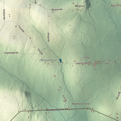 Terrain and local geography detail from the Woodland, Maine map