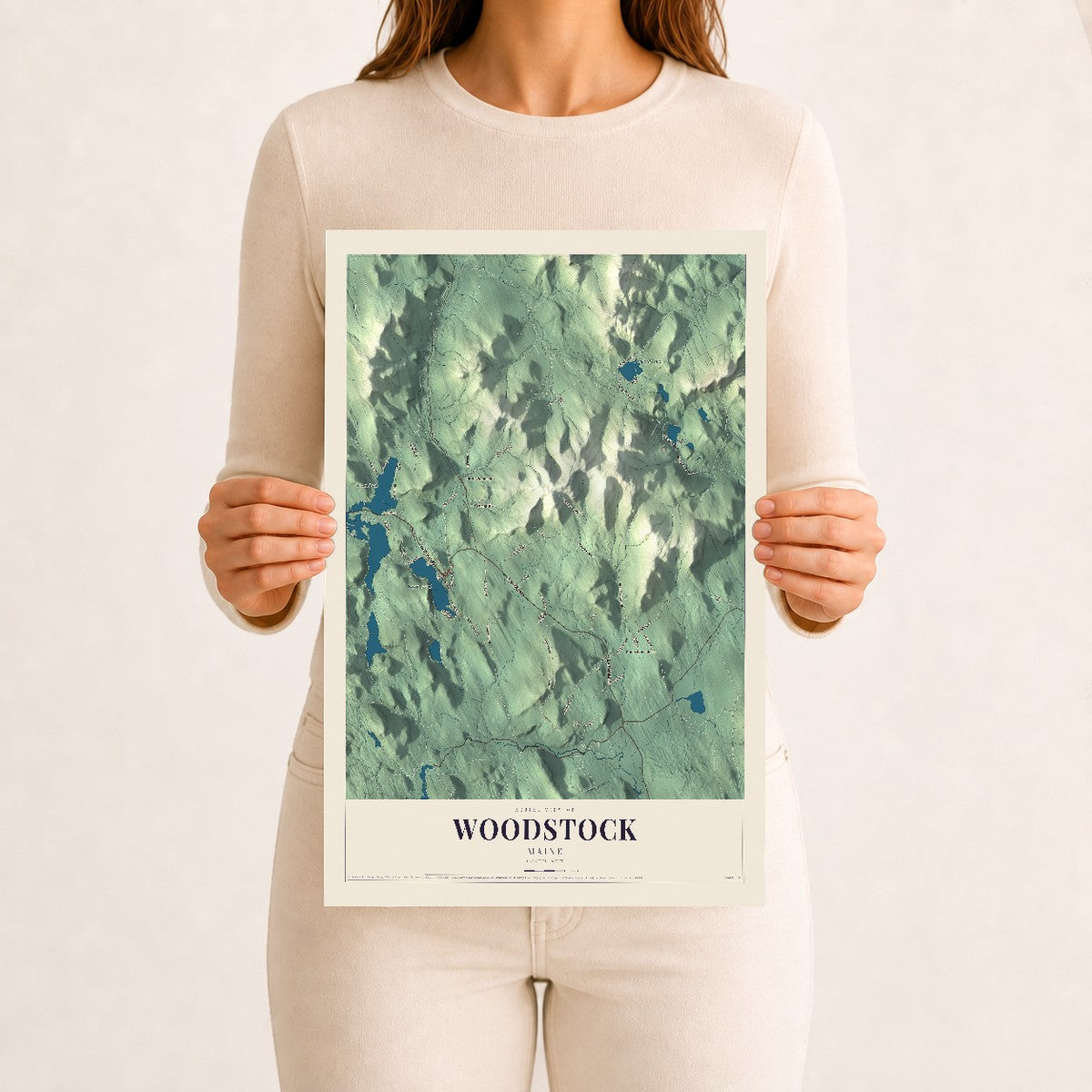 Woodstock, Maine map print - 12 x 18 archival matte print