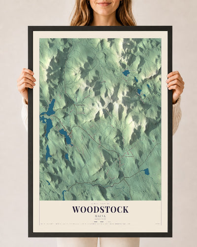 Woodstock, Maine map print - 24 x 36 black Ayous wood frame
