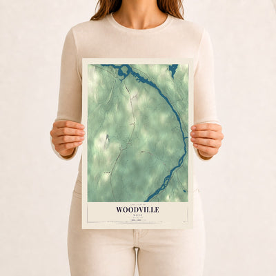 Woodville, Maine map print - 12 x 18 archival matte print
