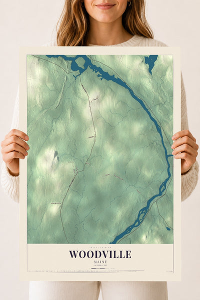 Woodville, Maine map print - 18 x 24 archival matte print
