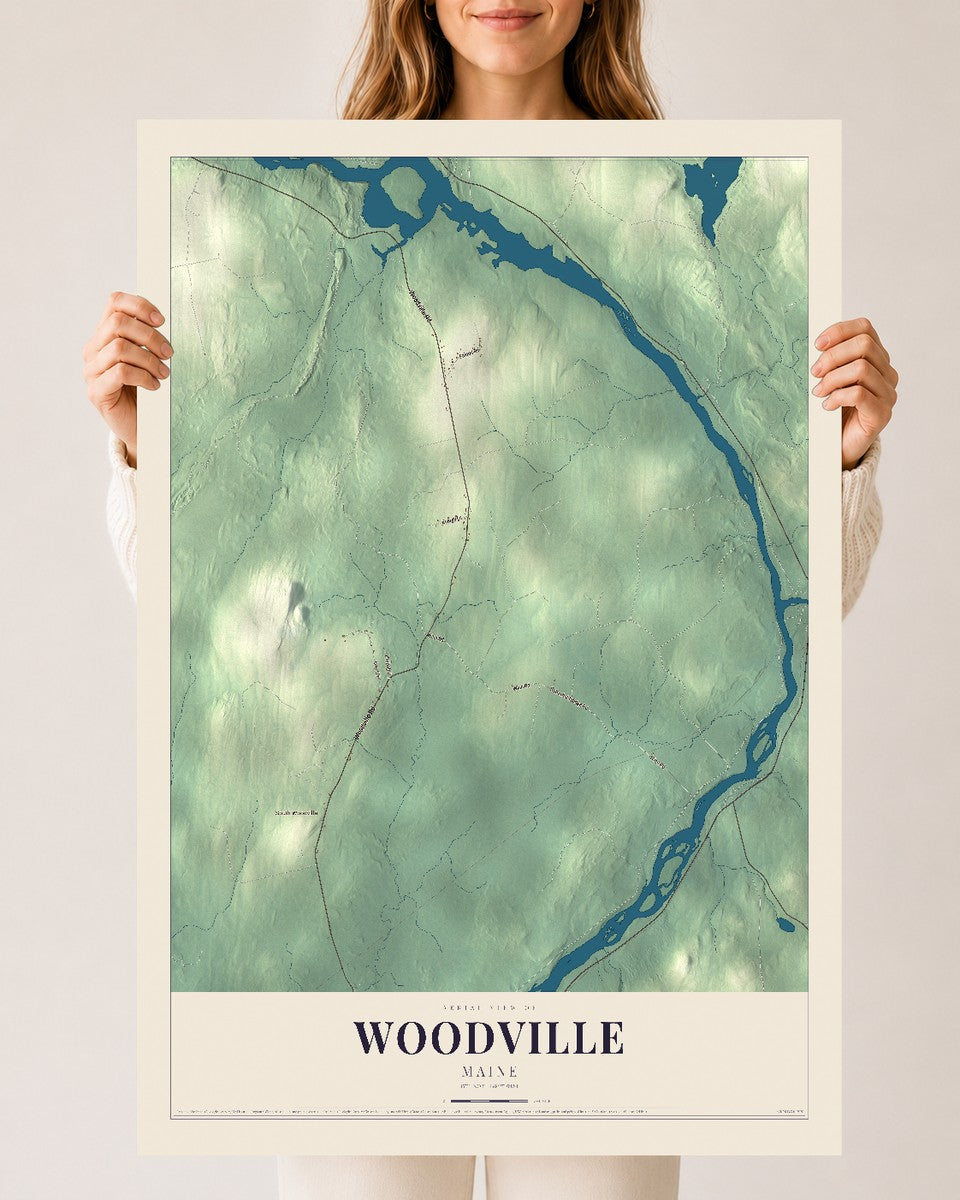 Woodville, Maine map print - 24 x 36 archival matte print