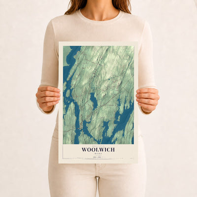 Woolwich, Maine map print - 12 x 18 archival matte print