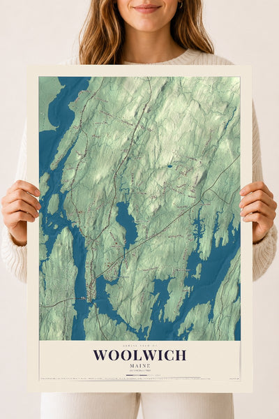 Woolwich, Maine map print - 18 x 24 archival matte print