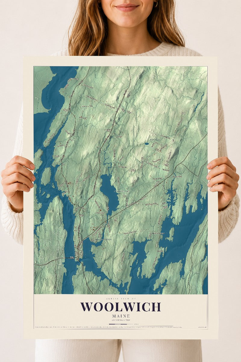 Woolwich, Maine map print - 18 x 24 archival matte print