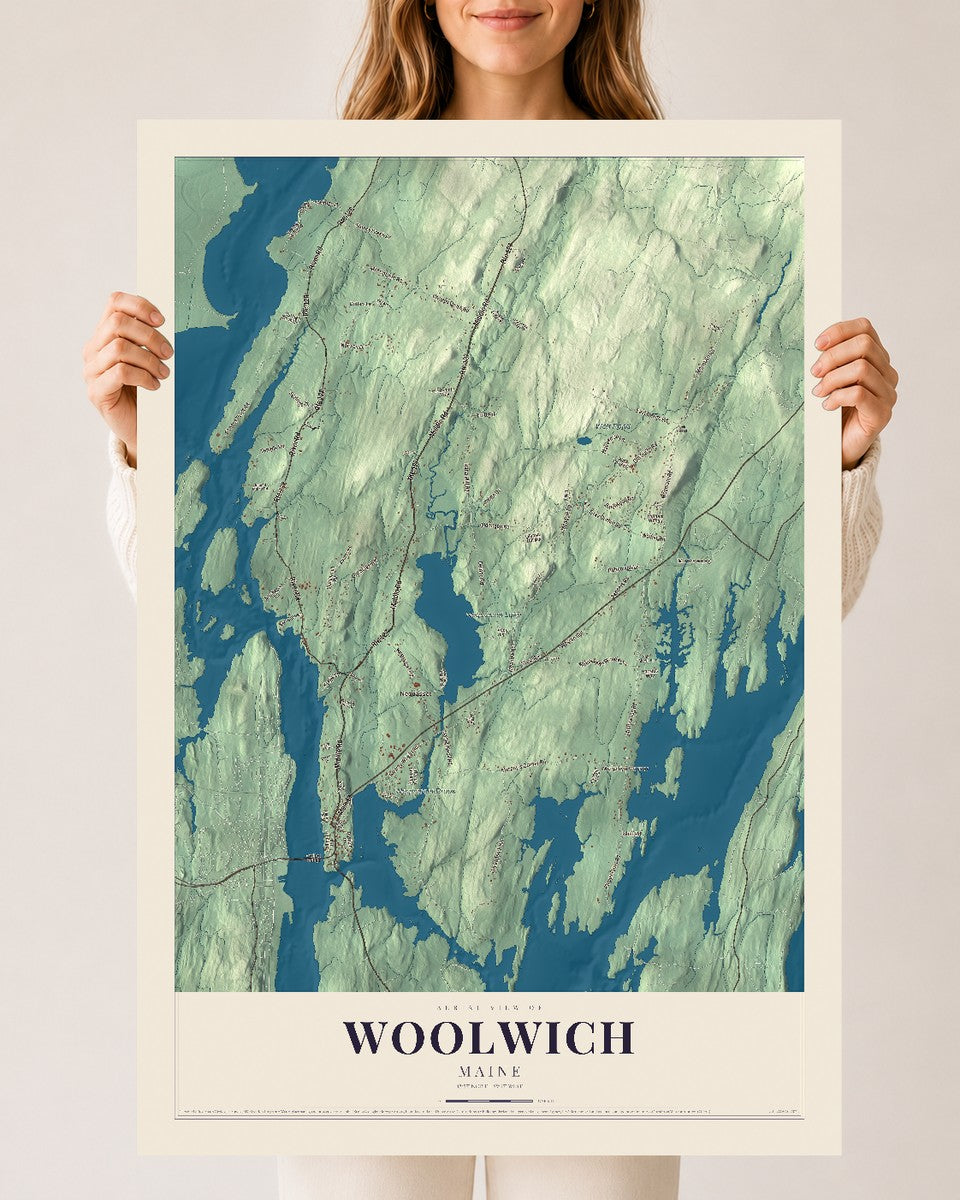 Woolwich, Maine map print - 24 x 36 archival matte print