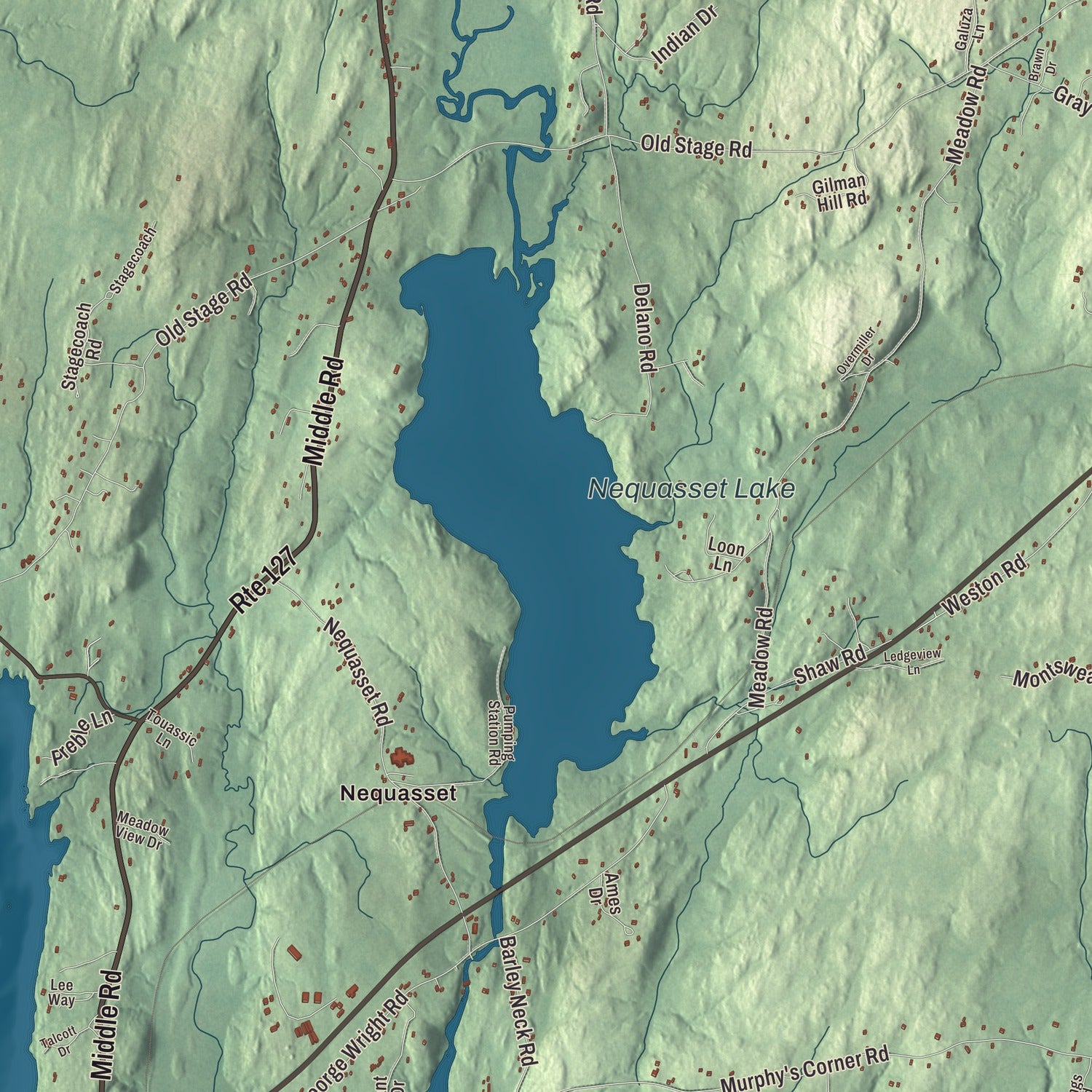 Terrain and local geography detail from the Woolwich, Maine map