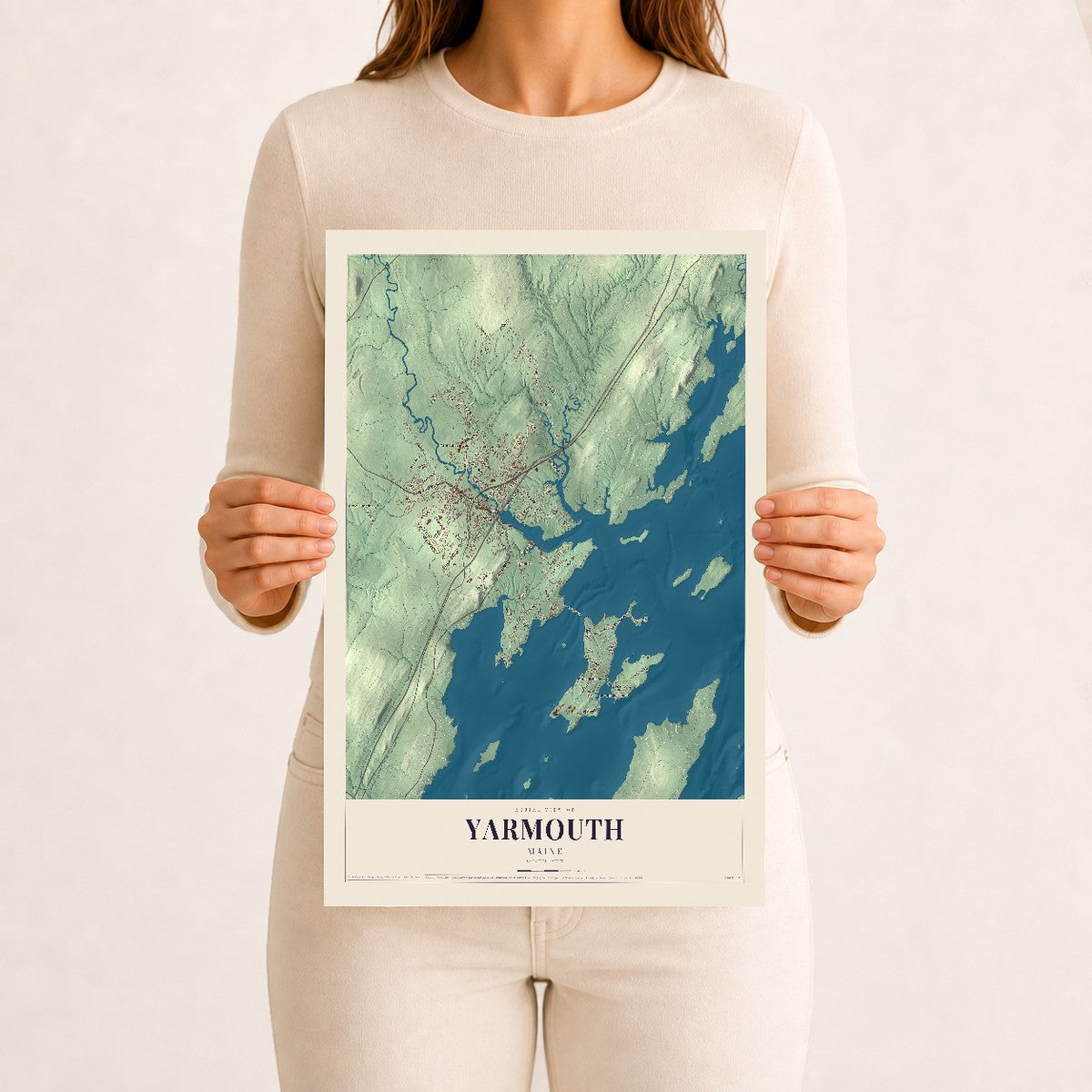 Yarmouth, Maine map print - 12 x 18 archival matte print