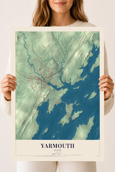 Yarmouth, Maine map print - 18 x 24 archival matte print