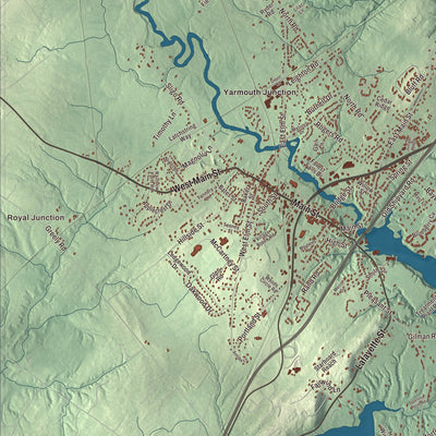 Terrain and local geography detail from the Yarmouth, Maine map