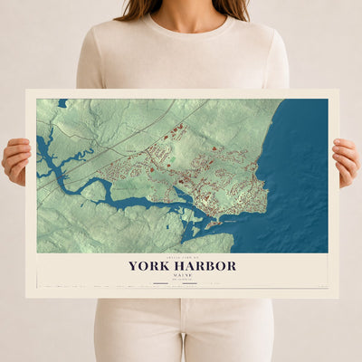 York Harbor, Maine map print - 12 x 18 archival matte print