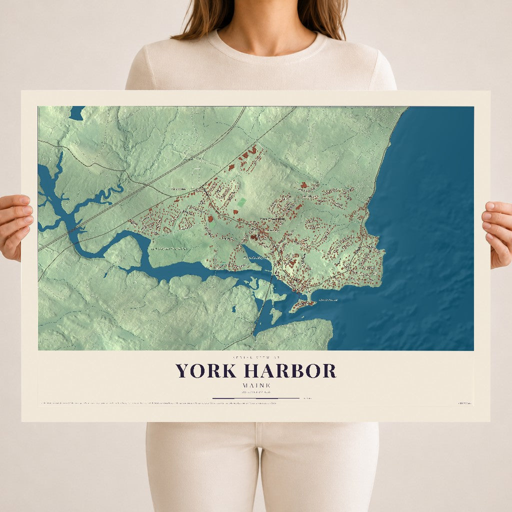 York Harbor, Maine map print - 18 x 24 archival matte print