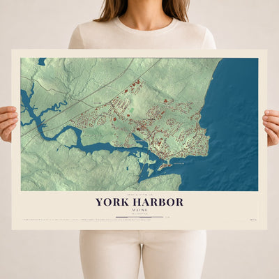 York Harbor, Maine map print - 18 x 24 archival matte print
