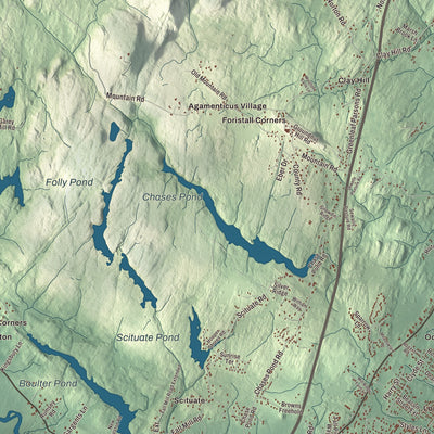 Terrain and local geography detail from the York, Maine map