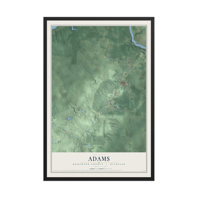 Map of Adams, Houghton County, Michigan, 12 x 18 inch print in a black wood frame