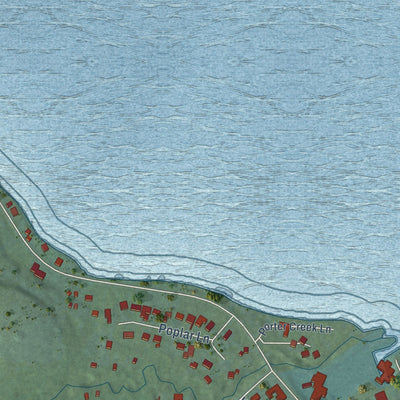 Close-up of the map of Advance, Michigan print showing street and building detail