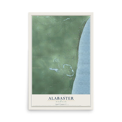 Map of Alabaster, Michigan, 12 x 18 inch unframed archival matte print