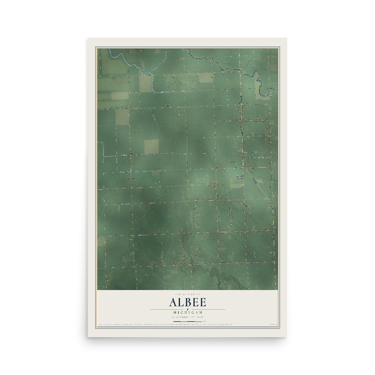 Map of Albee, Michigan, 12 x 18 inch unframed archival matte print