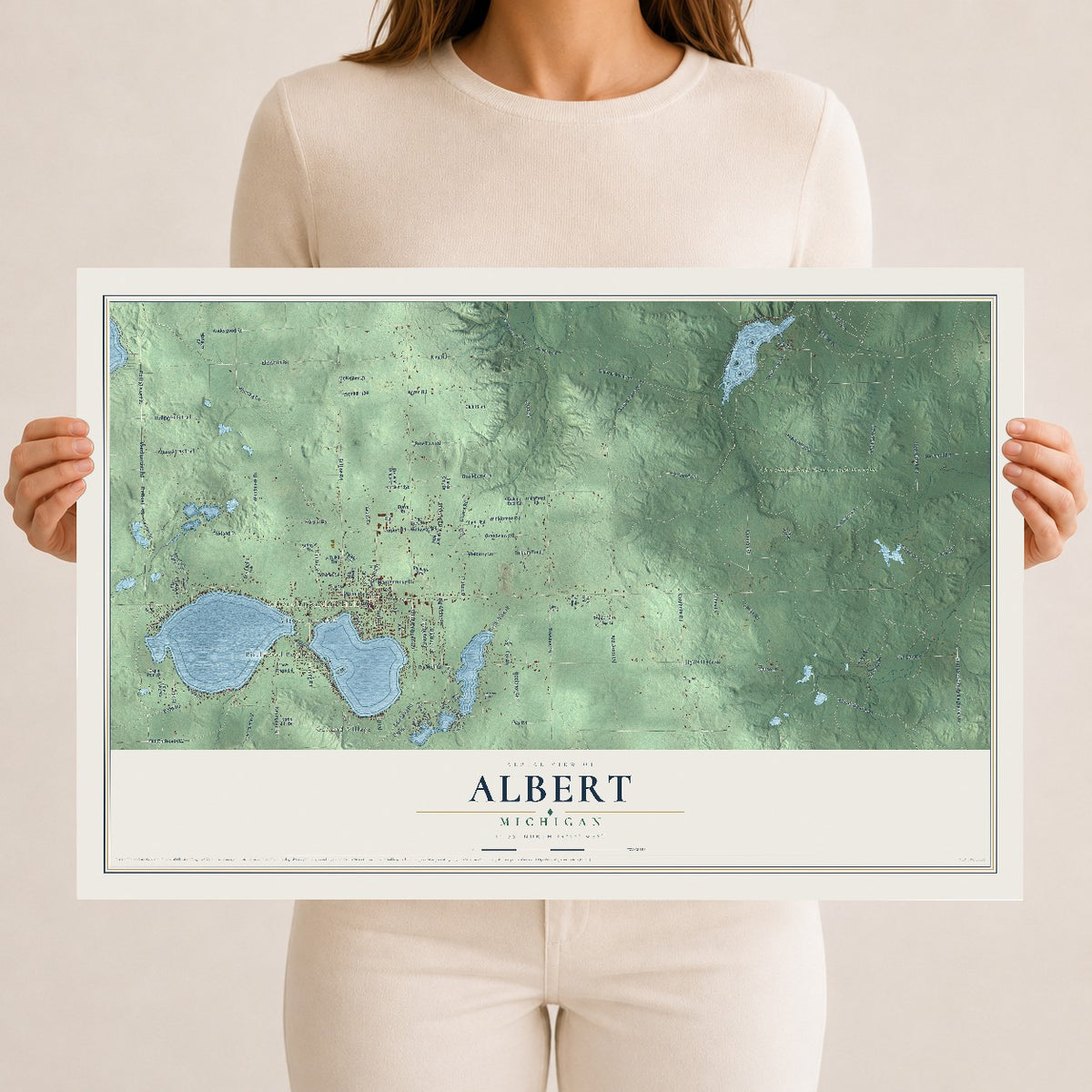 Map of Albert, Michigan, 12 x 18 inch unframed archival matte print