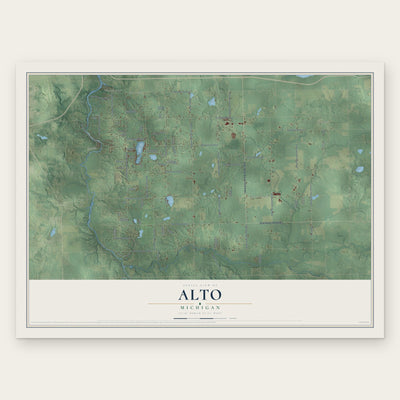 Alto, Michigan map print, the full design