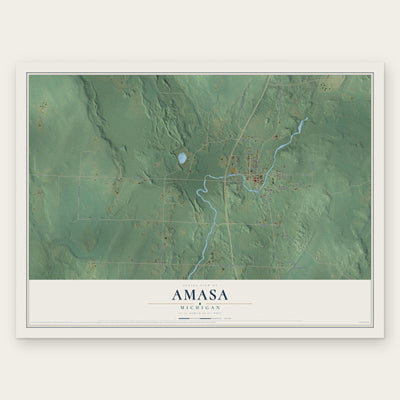 Amasa, Michigan map print, the full design