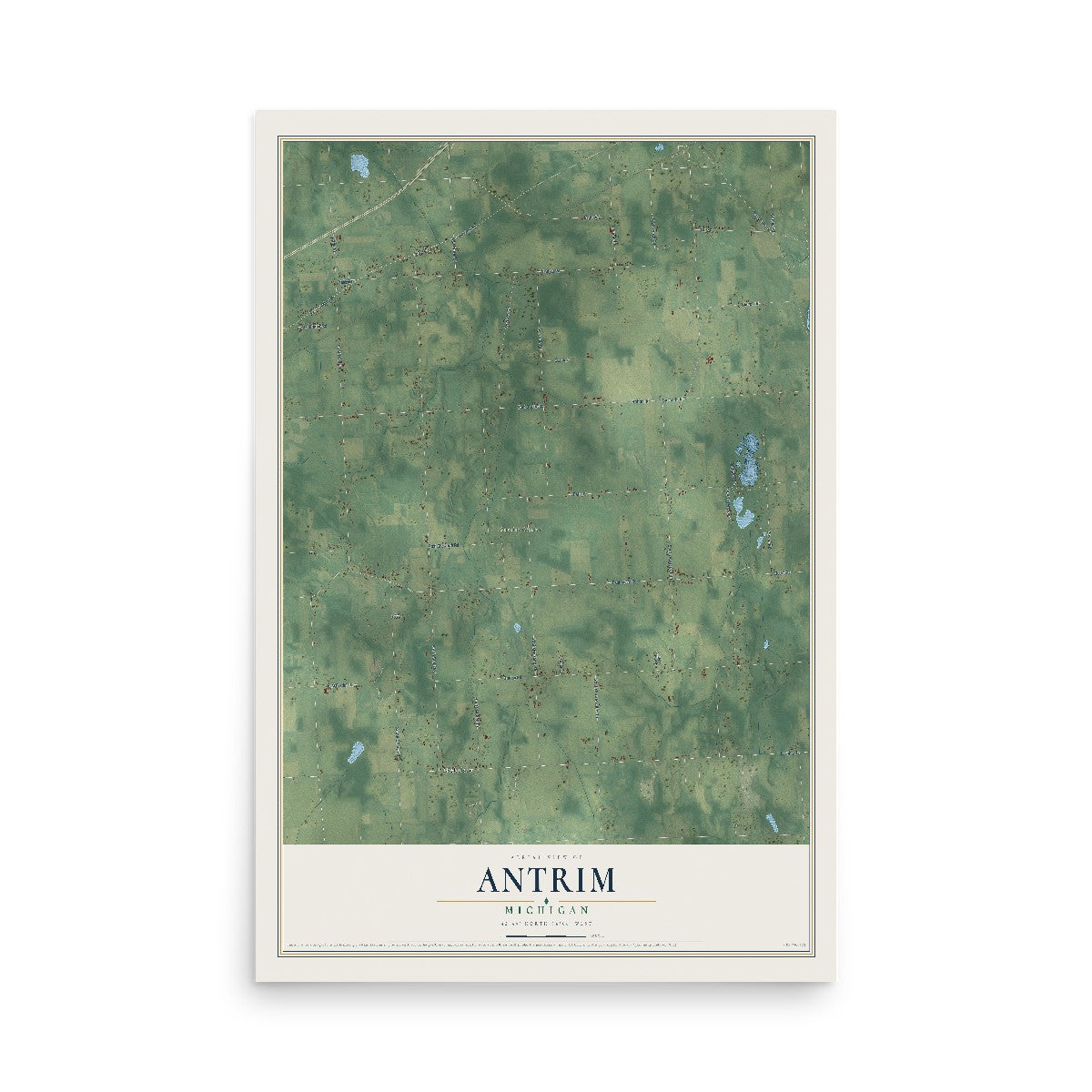 Map of Antrim, Michigan, 12 x 18 inch unframed archival matte print