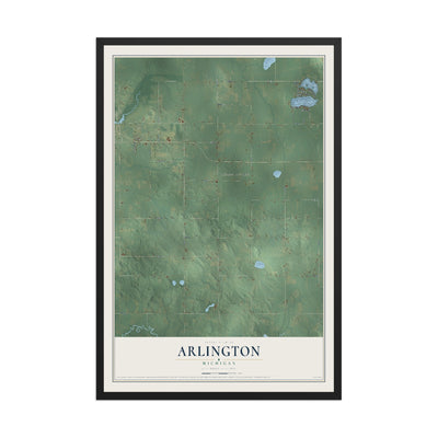 Map of Arlington, Michigan, 12 x 18 inch print in a black wood frame