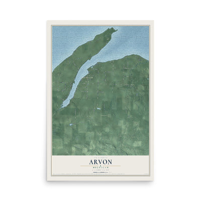 Map of Arvon, Michigan, 12 x 18 inch unframed archival matte print