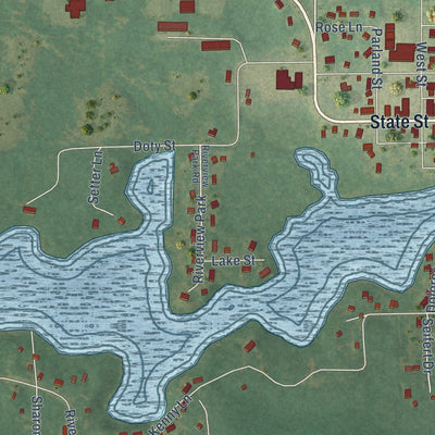 Close-up of the map of Atlanta, Michigan print showing street and building detail