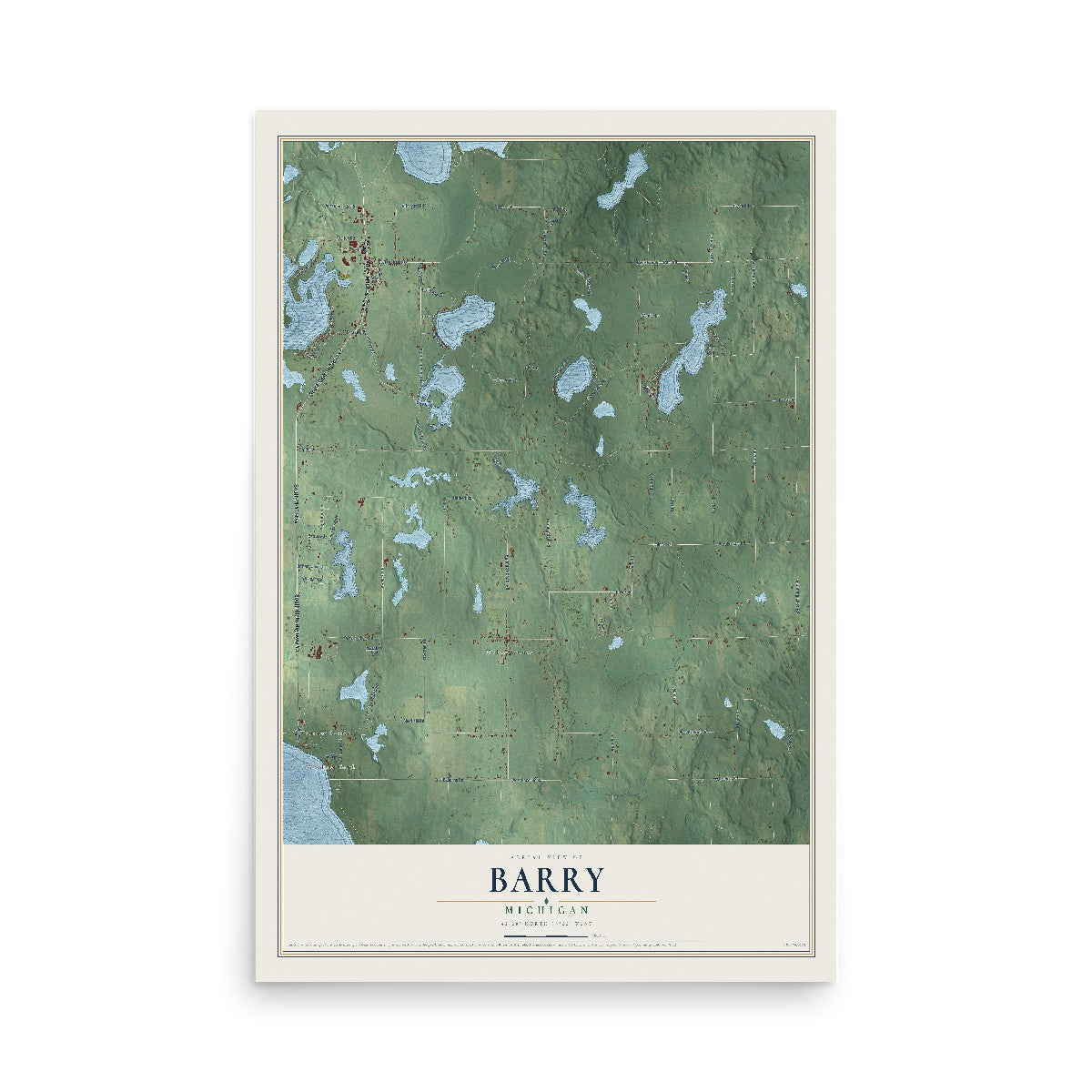 Map of Barry, Michigan, 12 x 18 inch unframed archival matte print
