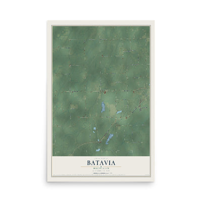 Map of Batavia, Michigan, 12 x 18 inch unframed archival matte print