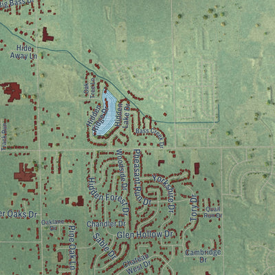 Close-up of the map of Bauer, Michigan print showing street and building detail