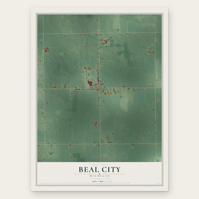 Beal City, Michigan map print, the full design