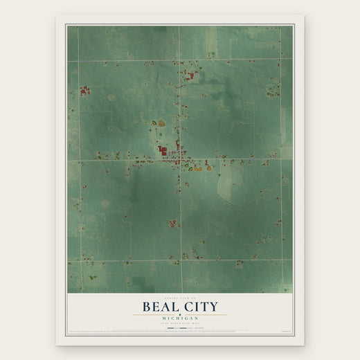 Beal City, Michigan map print, the full design