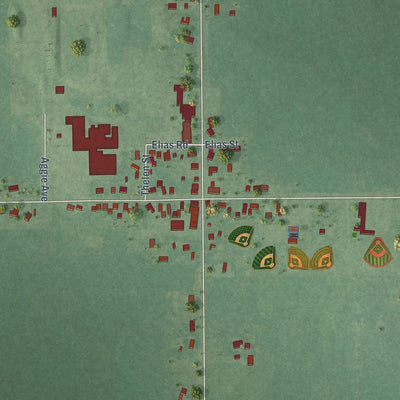 Close-up of the map of Beal City, Michigan print showing street and building detail