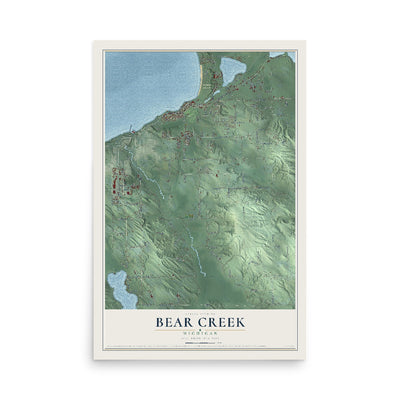 Map of Bear Creek, Michigan, 12 x 18 inch unframed archival matte print