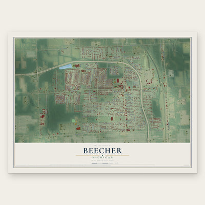 Beecher, Michigan map print, the full design