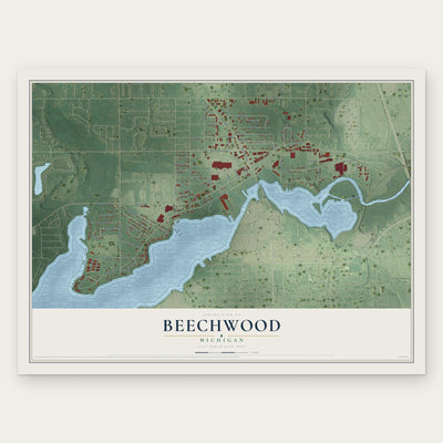 Beechwood, Michigan map print, the full design