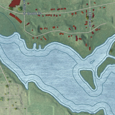 Close-up of the map of Beechwood, Michigan print showing street and building detail